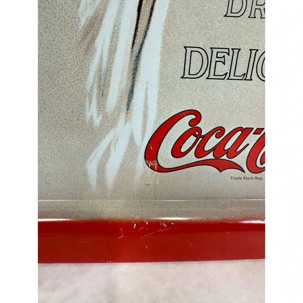 Vintage Coca-Cola Metal Serving Tray Hamilton King Girl Red Tin Sign‎ 13x10